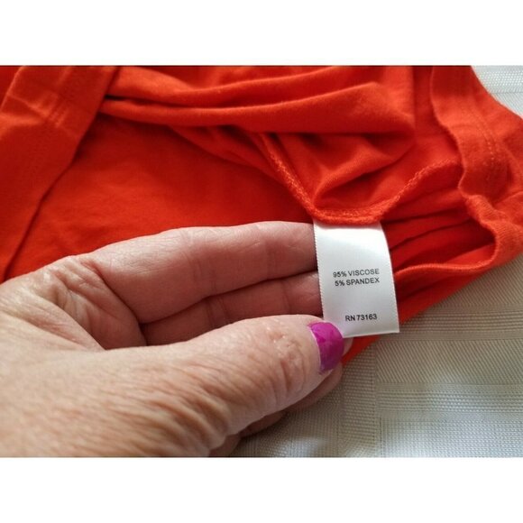 Neiman Marcus Tank Tunic Top Solid Orange Knit Self Fabric Braided Trim Women L - Picture 9 of 9